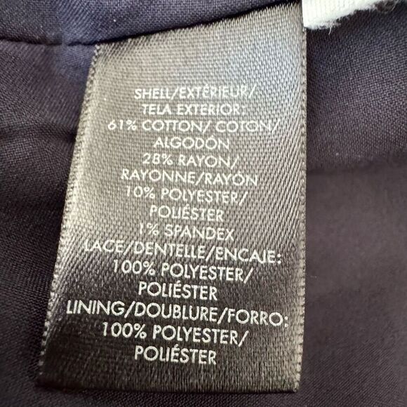 Ann Taylor Jacket Navy Blue Botanical Lace Overlay Blazer Button Up size 0 - Picture 5 of 8